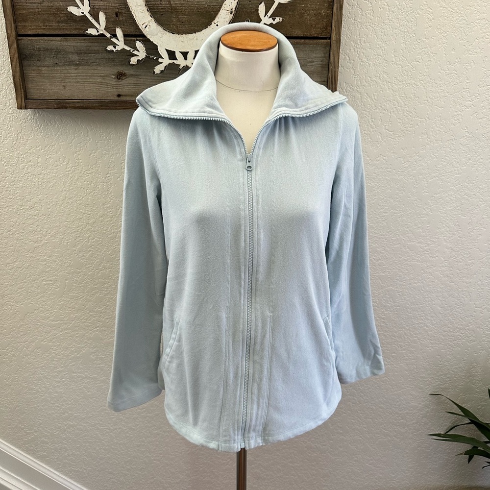 eileen fisher Organic cotton full‎ zip shawl collar jacket blue size M